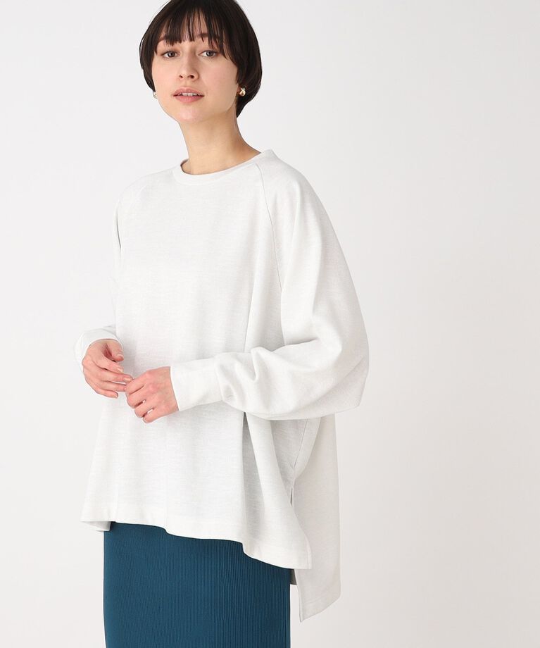 THE SHOP TK「ラメ×裏毛Aラインプルオーバー【洗濯機OK】」|Tシャツ・カットソー|ｵﾌﾎﾜｲﾄ(012)
