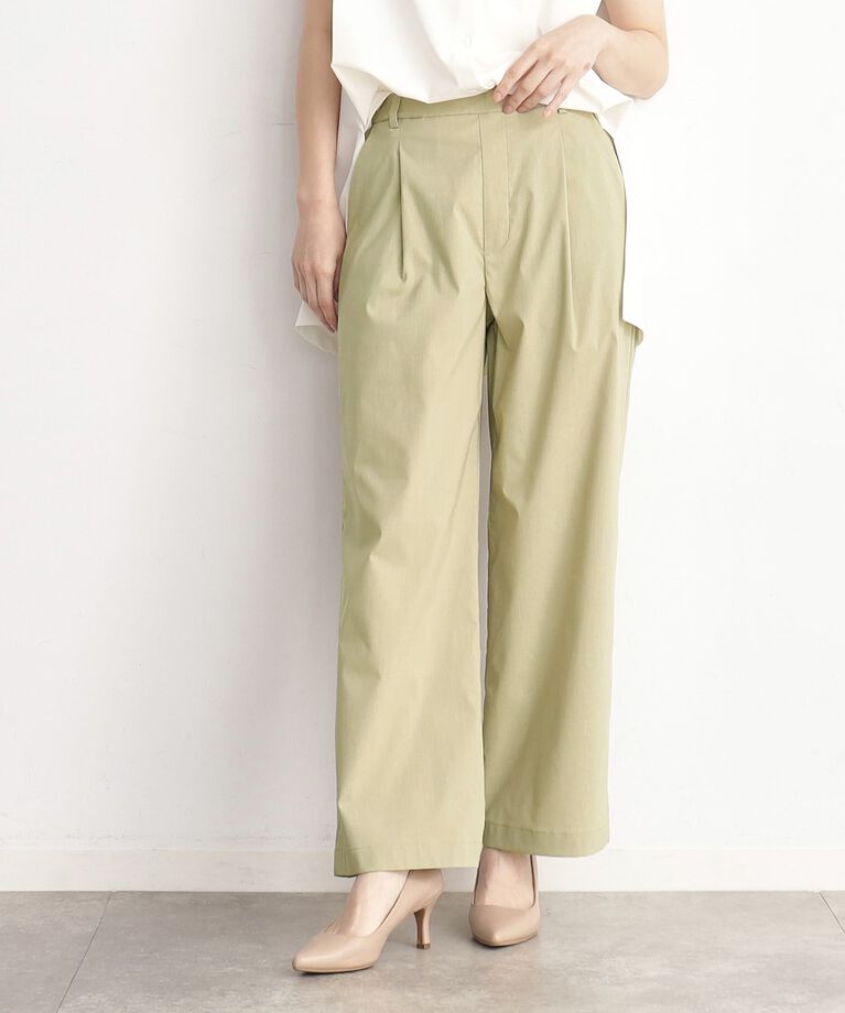 THE SHOP TK「【薄くて軽い！／接触冷感／洗える】ストレッチワイドパンツ」|その他|ｵﾘｰﾌﾞｸﾞﾘｰﾝ(026)