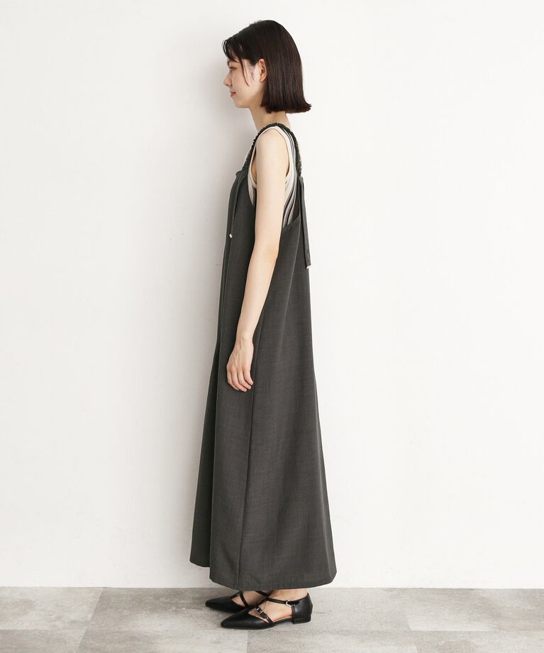 THE SHOP TK「ギャザーストラップ麻調ワンピース」|ワンピース|