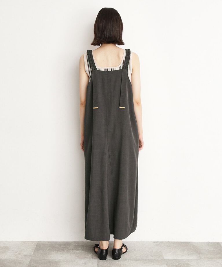 THE SHOP TK「ギャザーストラップ麻調ワンピース」|ワンピース|