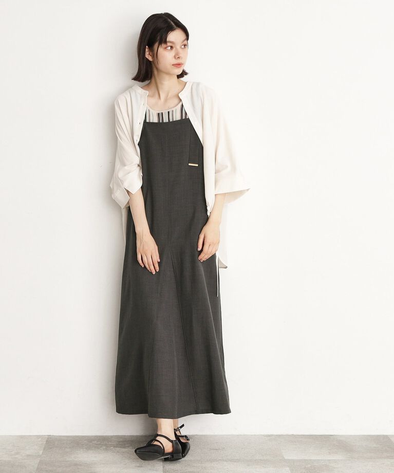 THE SHOP TK「ギャザーストラップ麻調ワンピース」|ワンピース|