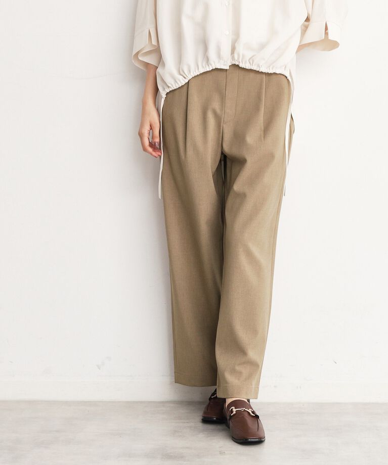 THE SHOP TK「【美脚・細見え/セットUP可】ツイル＆シャンブレーワイドパンツ/洗える」|その他|ﾍﾞｰｼﾞｭ(052)