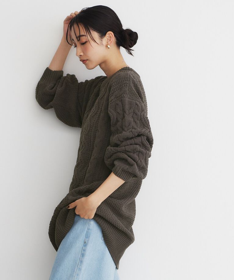 THE SHOP TK「マットモールケーブルチュニック【洗える】」|チュニック|