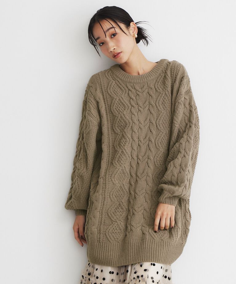THE SHOP TK「マットモールケーブルチュニック【洗える】」|チュニック|ﾄｰﾌﾟ(054)