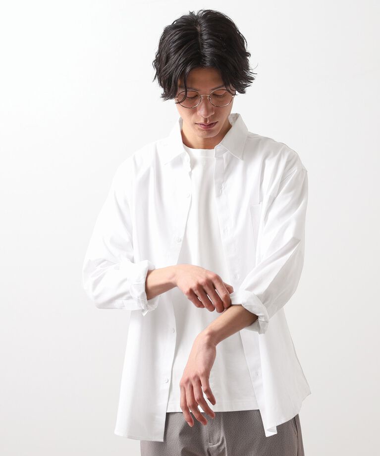 THE SHOP TK「綿麻ポリCOOLMAX（R）長袖シャツ」|シャツ・ブラウス|オフホワイト(003