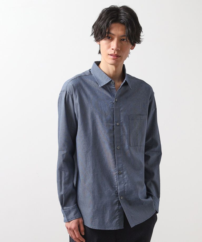 THE SHOP TK「綿麻ポリCOOLMAX（R）長袖シャツ」|シャツ・ブラウス|ブルー(093)