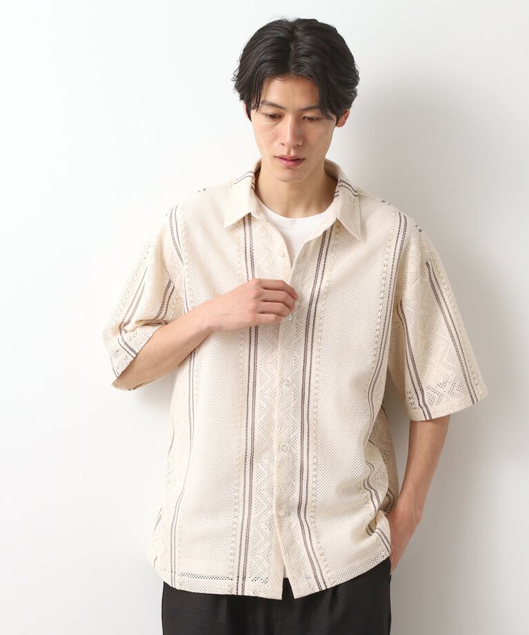 THE SHOP TK「クラフトレースアンサンブルシャツ【半袖Tシャツ付き】」|シャツ・ブラウス|アイボリー(104)