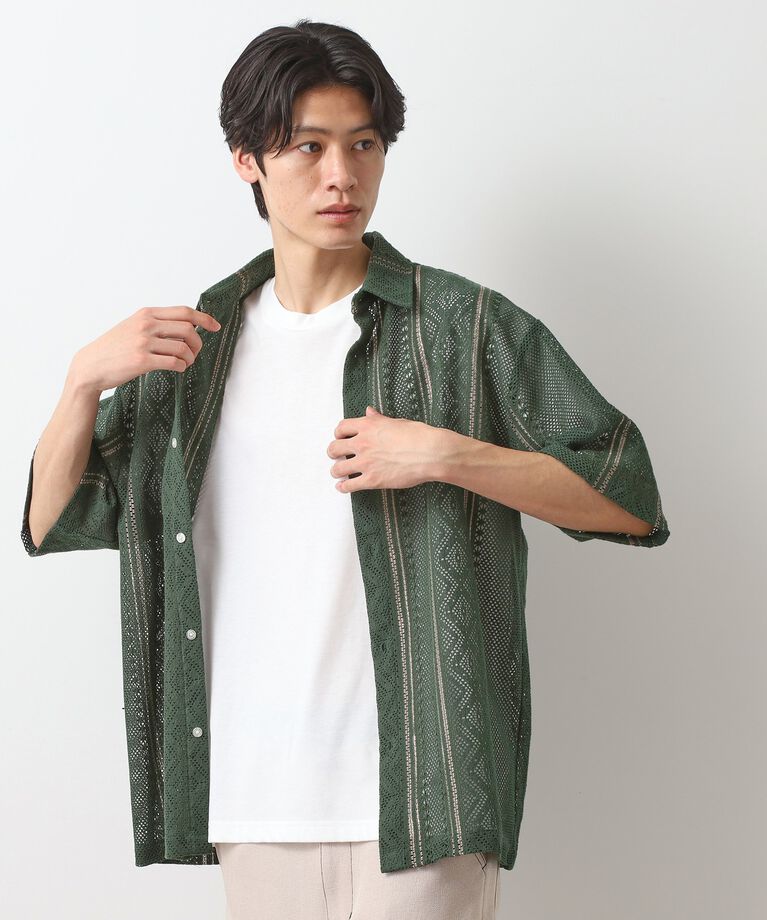 THE SHOP TK「クラフトレースアンサンブルシャツ【半袖Tシャツ付き】」|シャツ・ブラウス|グリーン(122)