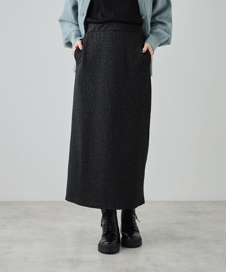 SHOO･LA･RUE「【S-LL】さりげないラメが上品 やわらかナロースカート」|スカート|