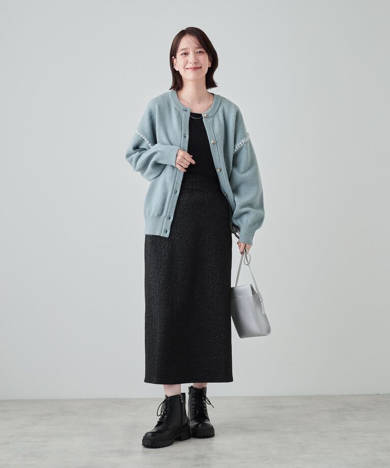 SHOO･LA･RUE「【S-LL】さりげないラメが上品 やわらかナロースカート」|スカート|