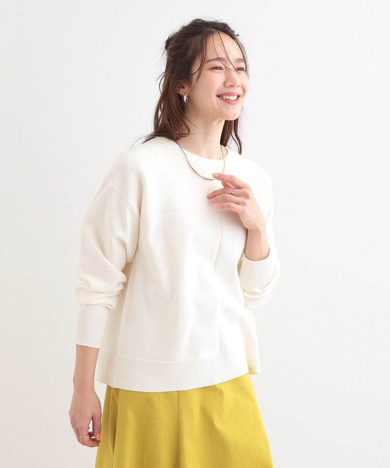 SHOO･LA･RUE「【S-LL/洗える】顔回りすっきりガーター編み切り替えニット」|ニット・セーター|