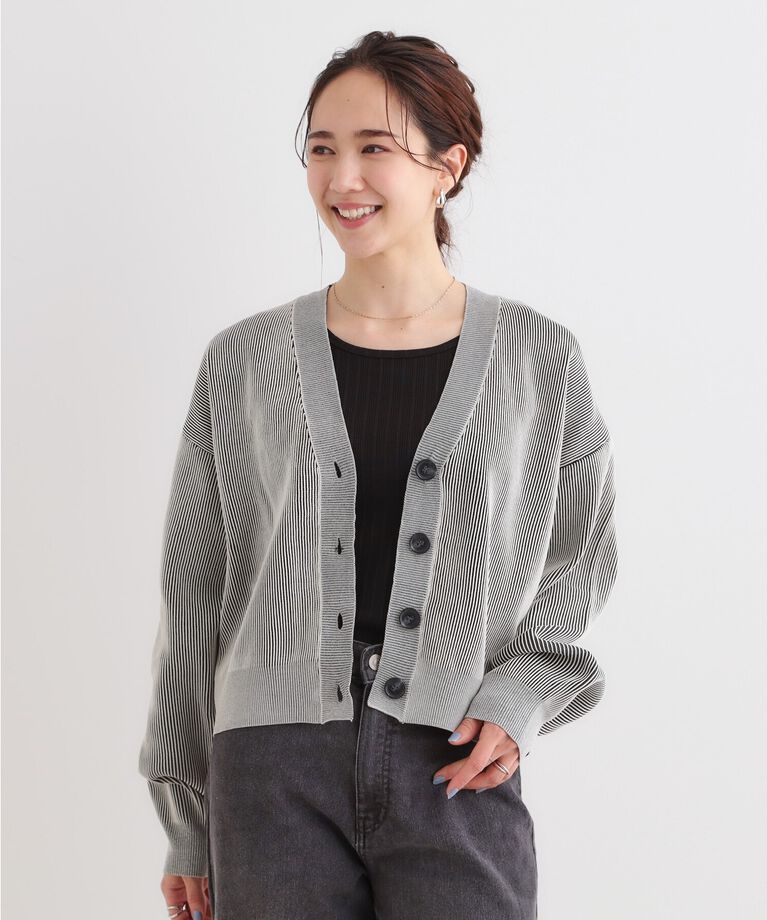 SHOO･LA･RUE「【着丈が選べる】スポンディッシュ配色畦カーディガン」|カーディガン|