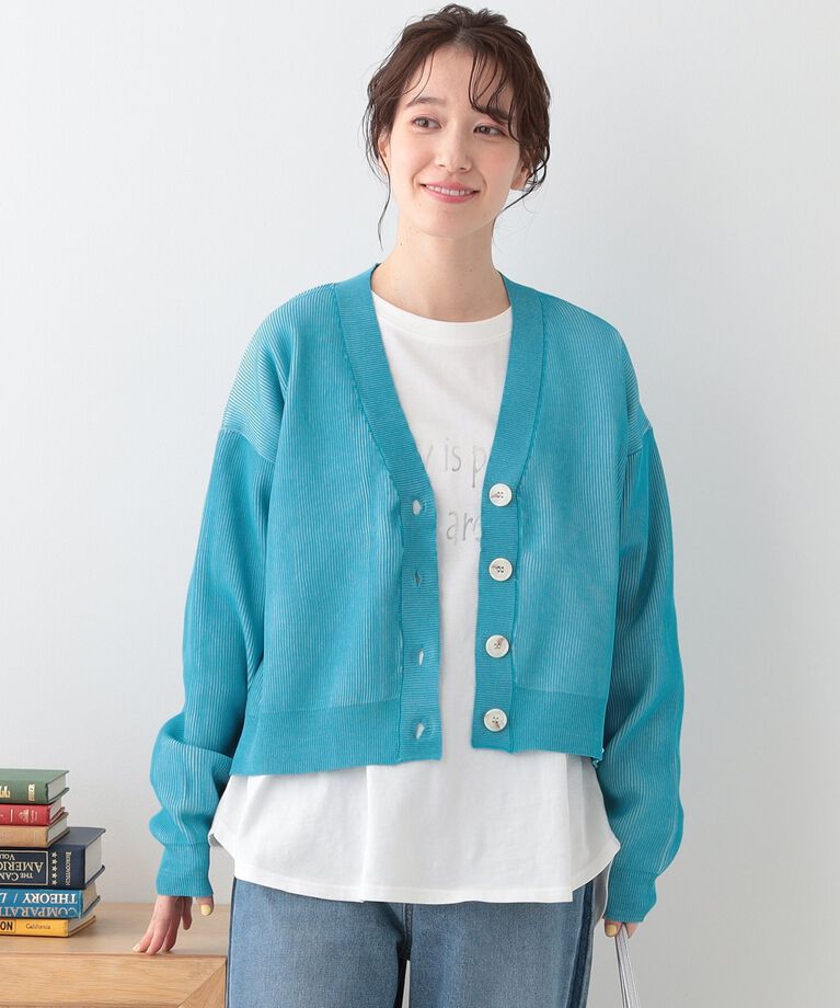 SHOO･LA･RUE「【着丈が選べる】スポンディッシュ配色畦カーディガン」|カーディガン|