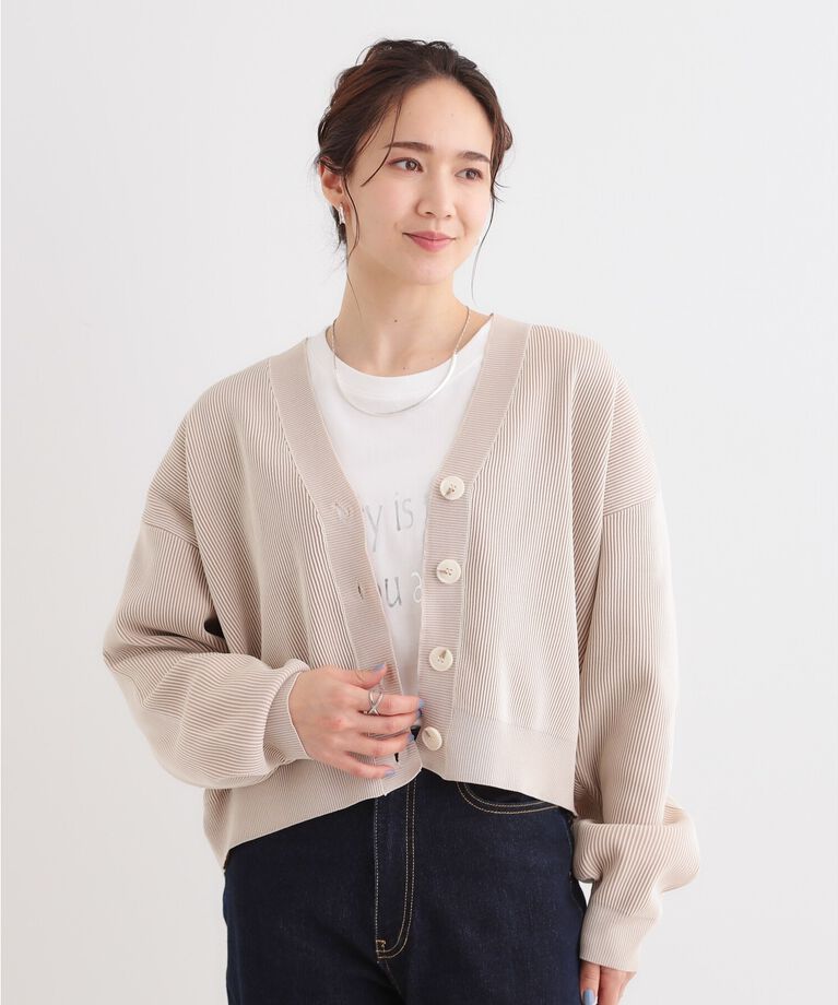SHOO･LA･RUE「【着丈が選べる】スポンディッシュ配色畦カーディガン」|カーディガン|