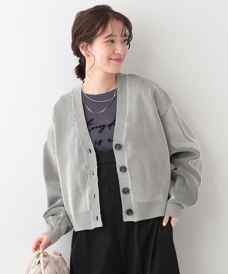 SHOO･LA･RUE「【着丈が選べる】スポンディッシュ配色畦カーディガン」|カーディガン|