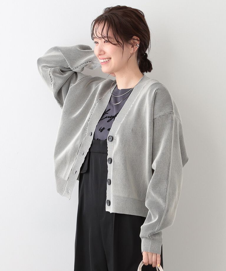 SHOO･LA･RUE「【着丈が選べる】スポンディッシュ配色畦カーディガン」|カーディガン|