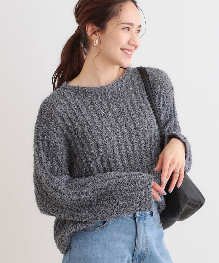 SHOO･LA･RUE「程よくエアリー テープヤーンニット」|ニット・セーター|チャコールグレー(0