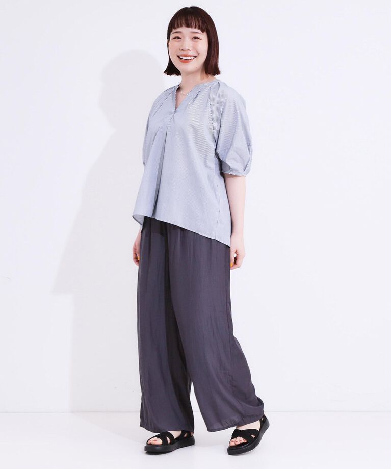 SHOO･LA･RUE「【S-LL/着丈選べる】 マットサテンワイドパンツ」|その他|