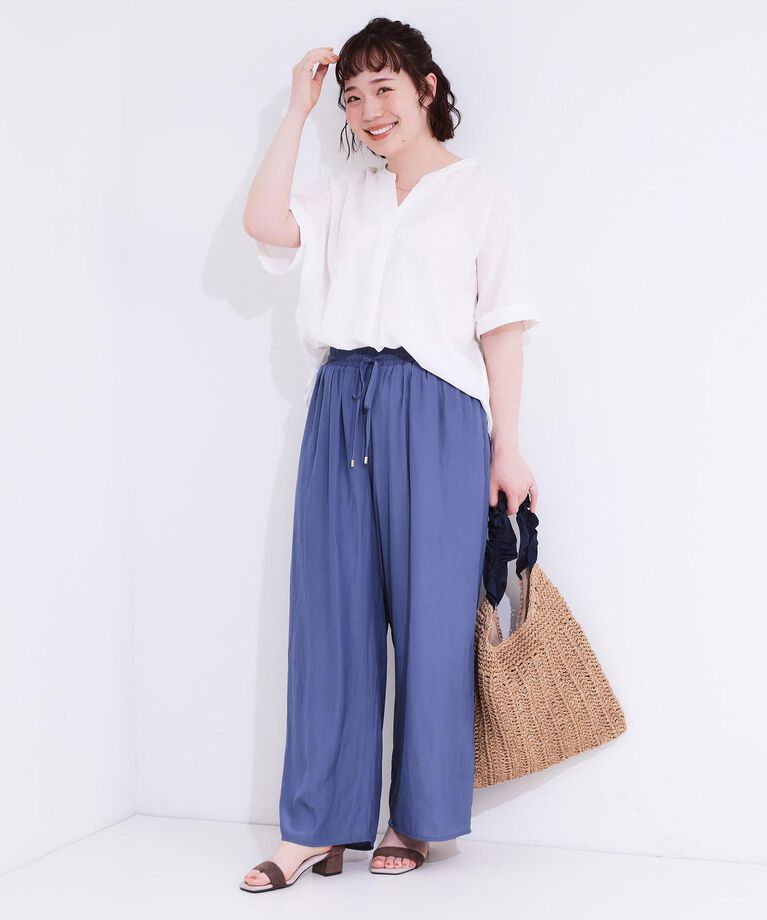 SHOO･LA･RUE「【S-LL/着丈選べる】 マットサテンワイドパンツ」|その他|
