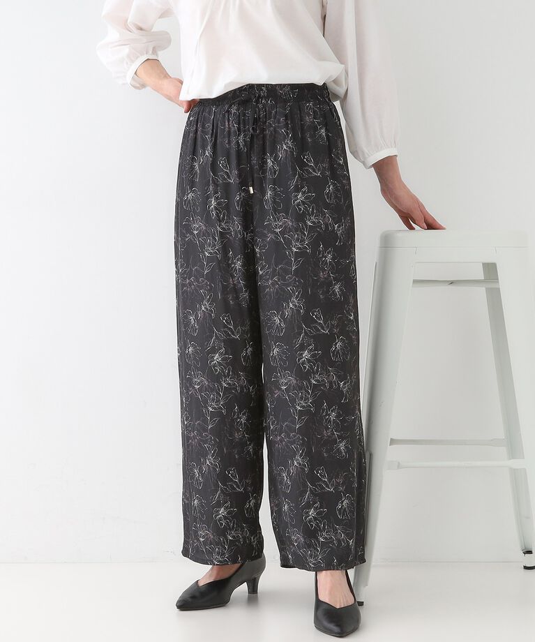 SHOO･LA･RUE「【S-LL/着丈選べる】 マットサテンワイドパンツ」|その他|ブラック(719)