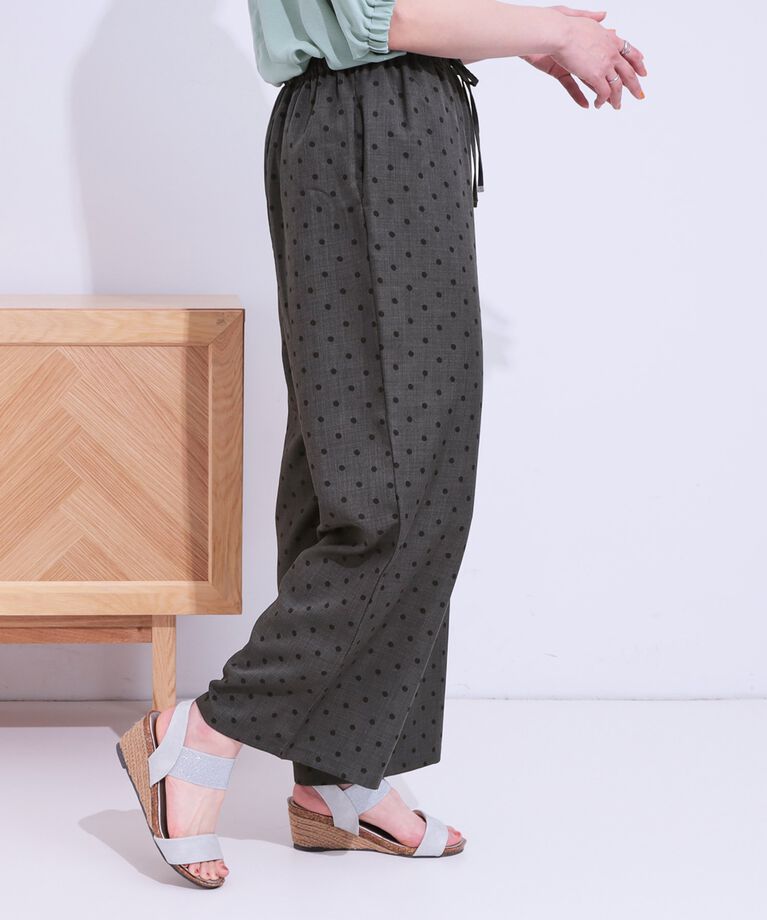 SHOO･LA･RUE「【S-LL】目を惹く柄がアクセント 麻調イージーワイドパンツ」|その他|