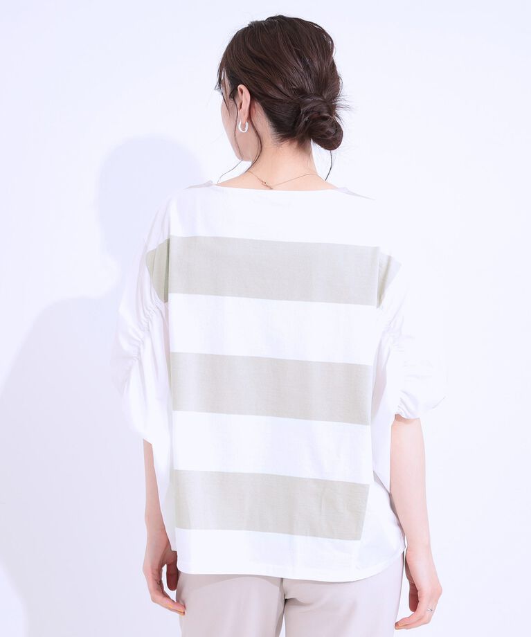 SHOO･LA･RUE「ふわりシルエットが新しい ワイドピッチボーダートップス」|Tシャツ・カットソー|