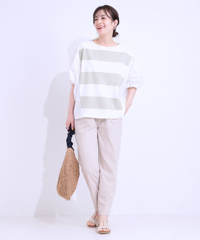 SHOO･LA･RUE「ふわりシルエットが新しい ワイドピッチボーダートップス」|Tシャツ・カットソー|