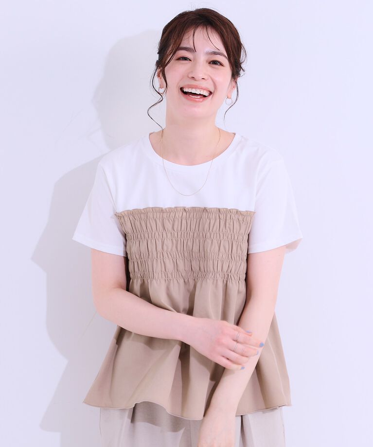 SHOO･LA･RUE「【洗える/S-LL】大人に似合う ビスチェ風ドッキングトップス」|Tシャツ・カットソー|