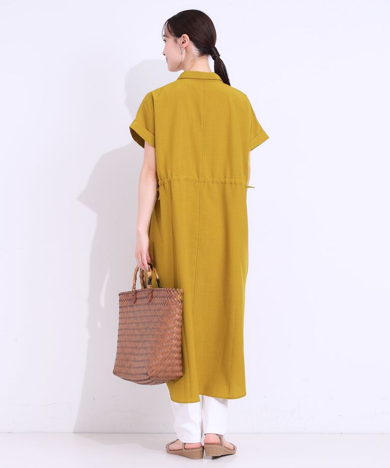 SHOO･LA･RUE「【S-LL】お顔周りすっきり 麻調スキッパーシャツワンピース」|ワンピース|