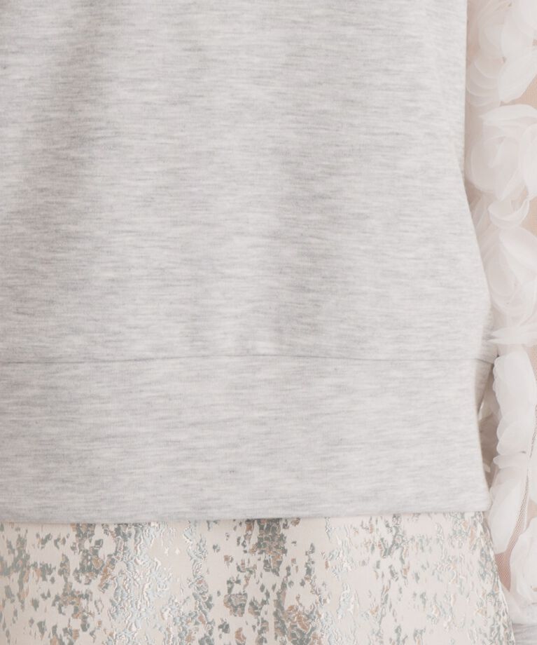 SunaUna「【一足お先に春気分／袖チュールフラワー】ダンボールプルオーバー」|Tシャツ・カットソー|