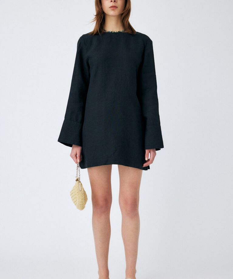 MOUSSY「LINEN STRIPE ミニドレス＆パンツ」|ワンピース|BLK