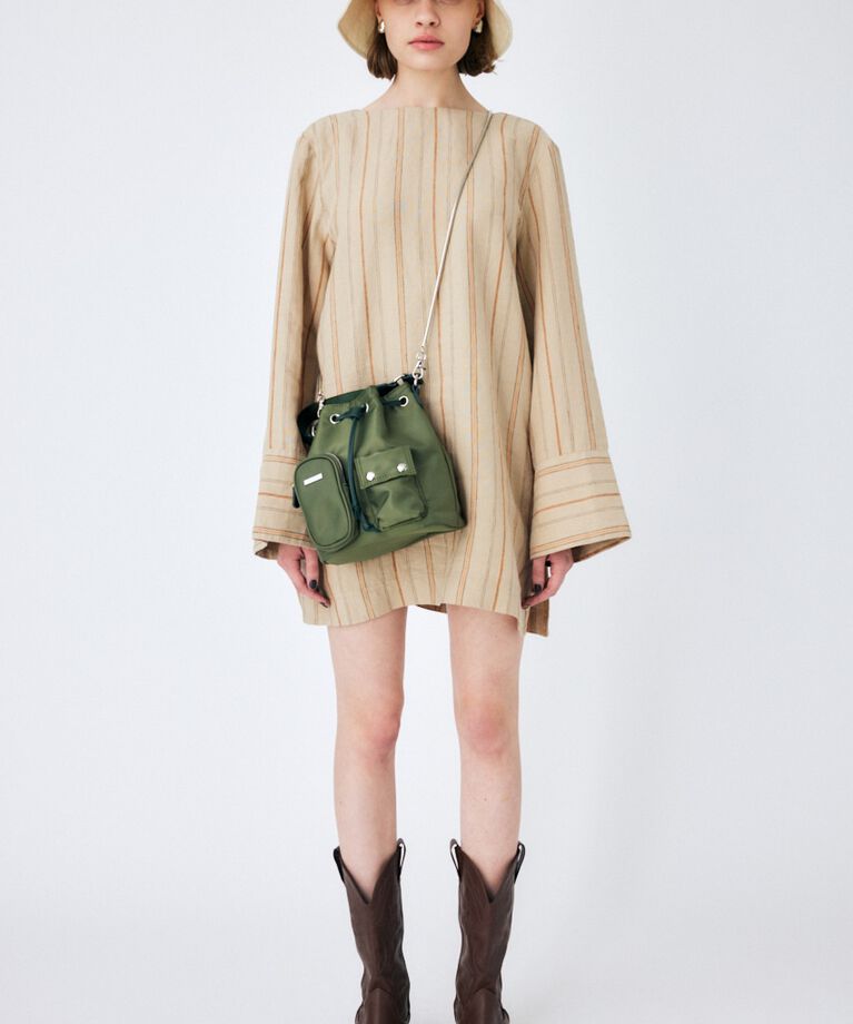 MOUSSY「LINEN STRIPE ミニドレス＆パンツ」|ワンピース|柄BEG5