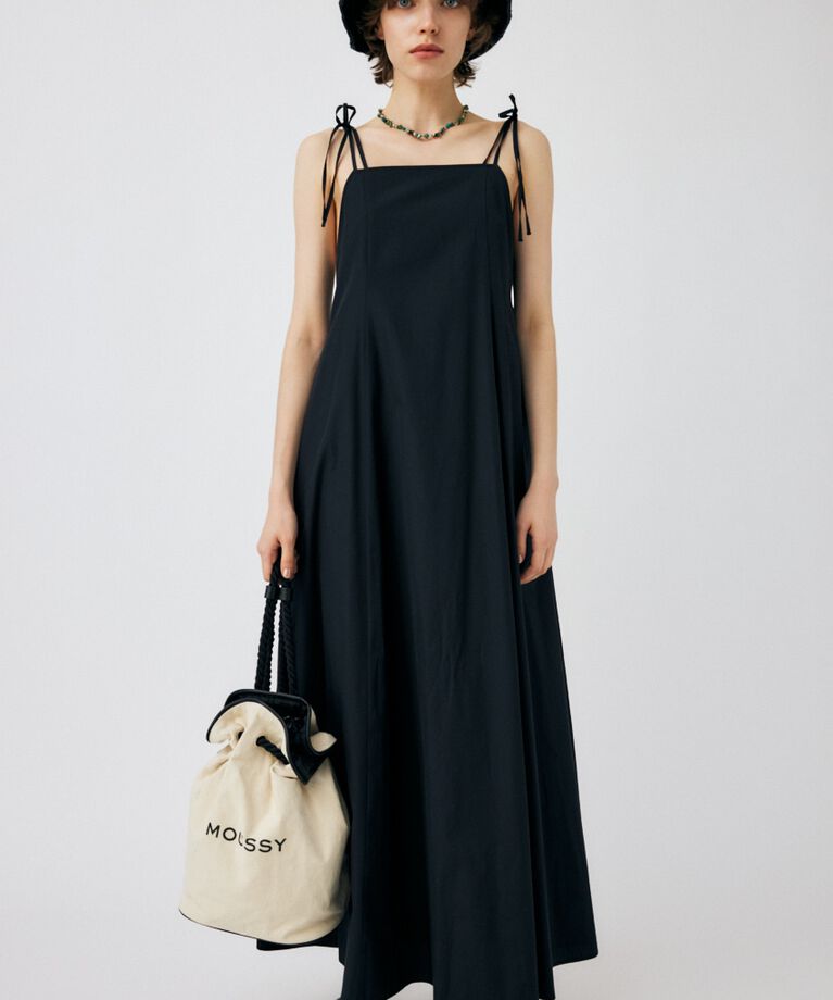 MOUSSY「OPEN BACK FLARE ドレス」|ワンピース|BLK