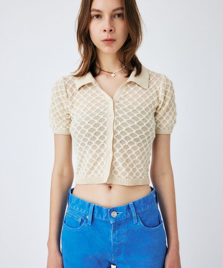 MOUSSY「OPENWORK KNIT POLO」|ニット・セーター|IVOY3