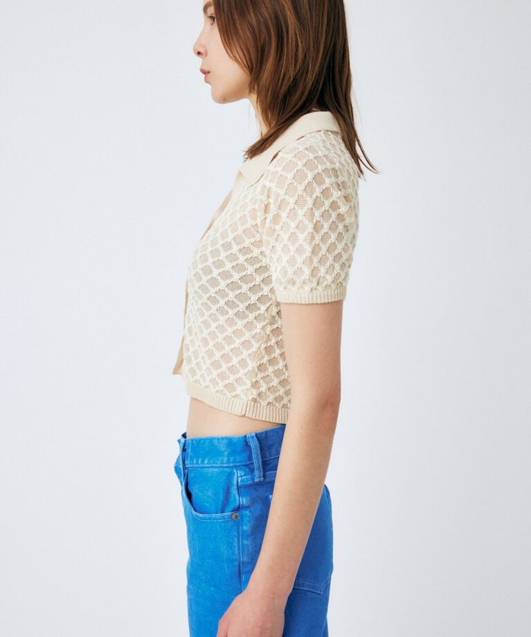 MOUSSY「OPENWORK KNIT POLO」|ニット・セーター|