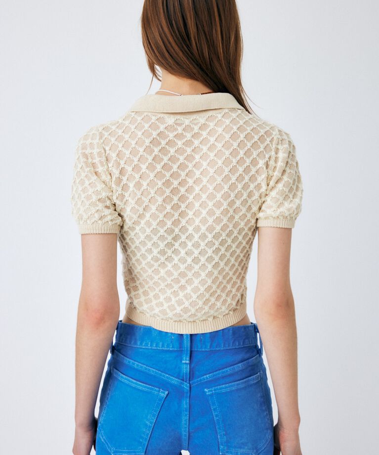 MOUSSY「OPENWORK KNIT POLO」|ニット・セーター|