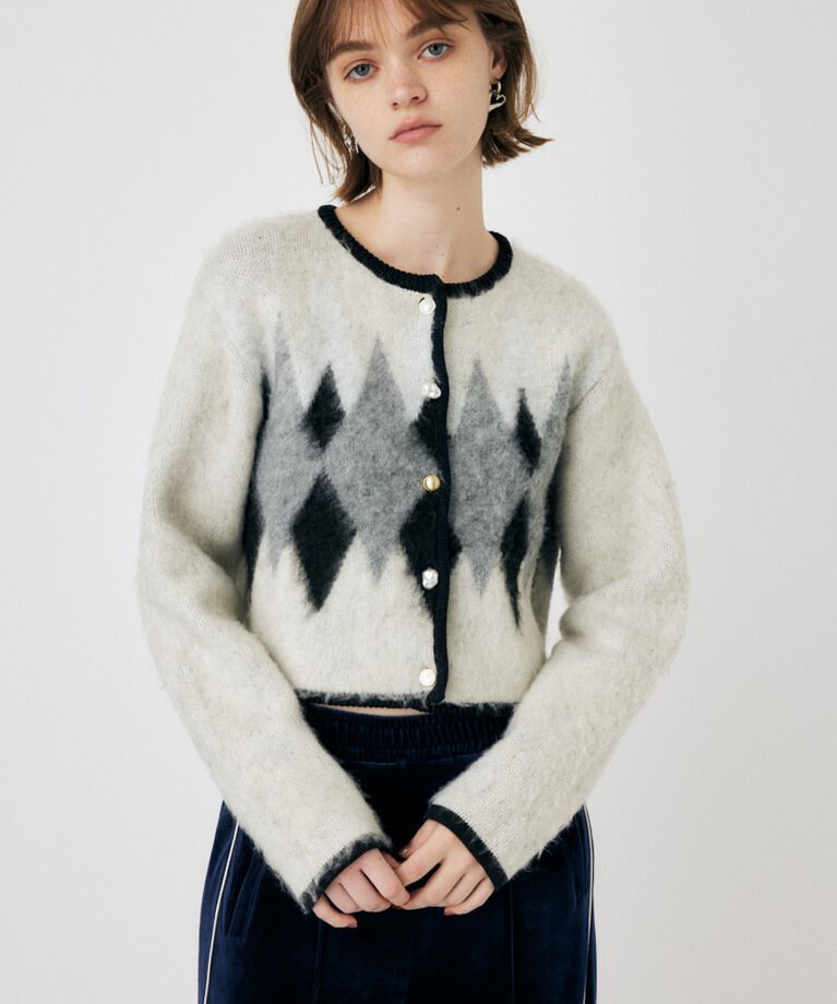 MOUSSY「ARGYLE SHAGGY カーディガン」|カーディガン|