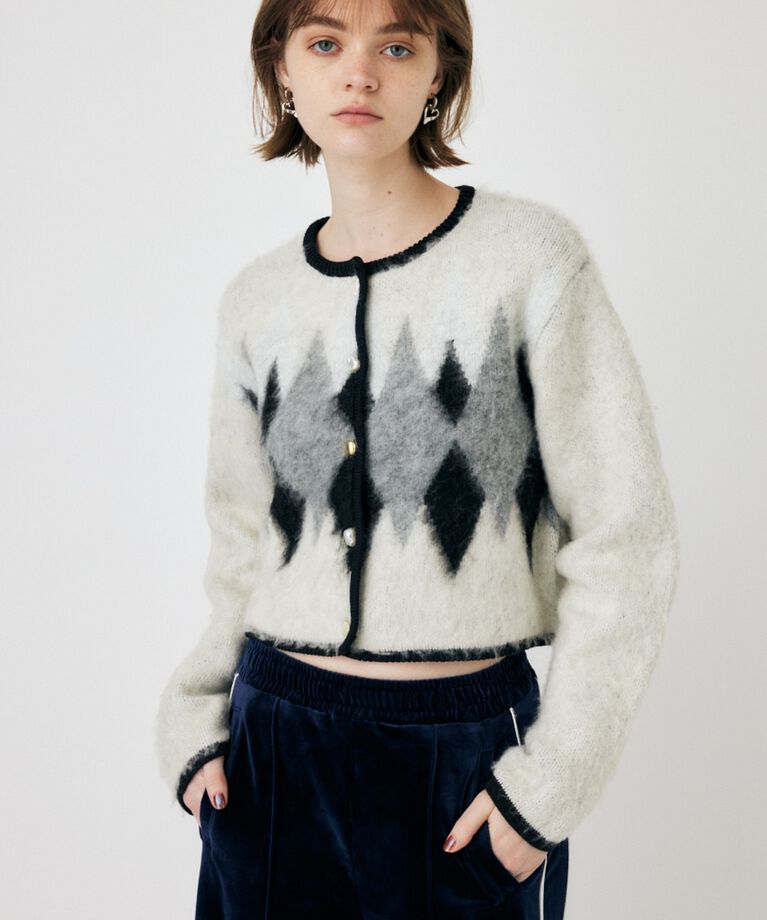 MOUSSY「ARGYLE SHAGGY カーディガン」|カーディガン|