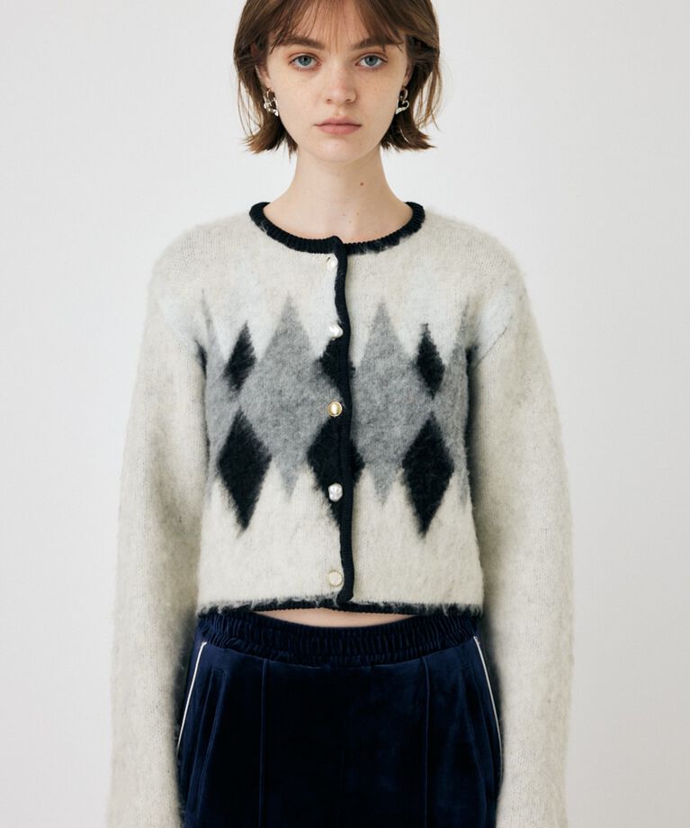 MOUSSY「ARGYLE SHAGGY カーディガン」|カーディガン|