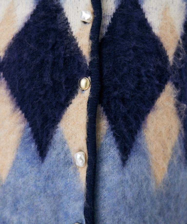 MOUSSY「ARGYLE SHAGGY カーディガン」|カーディガン|
