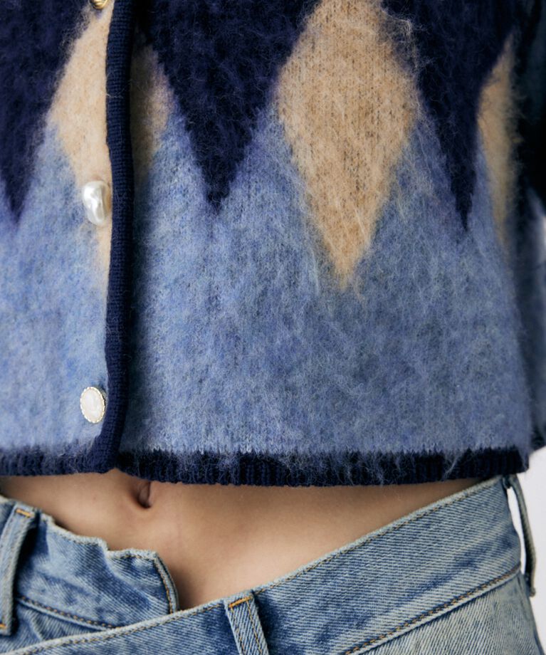 MOUSSY「ARGYLE SHAGGY カーディガン」|カーディガン|