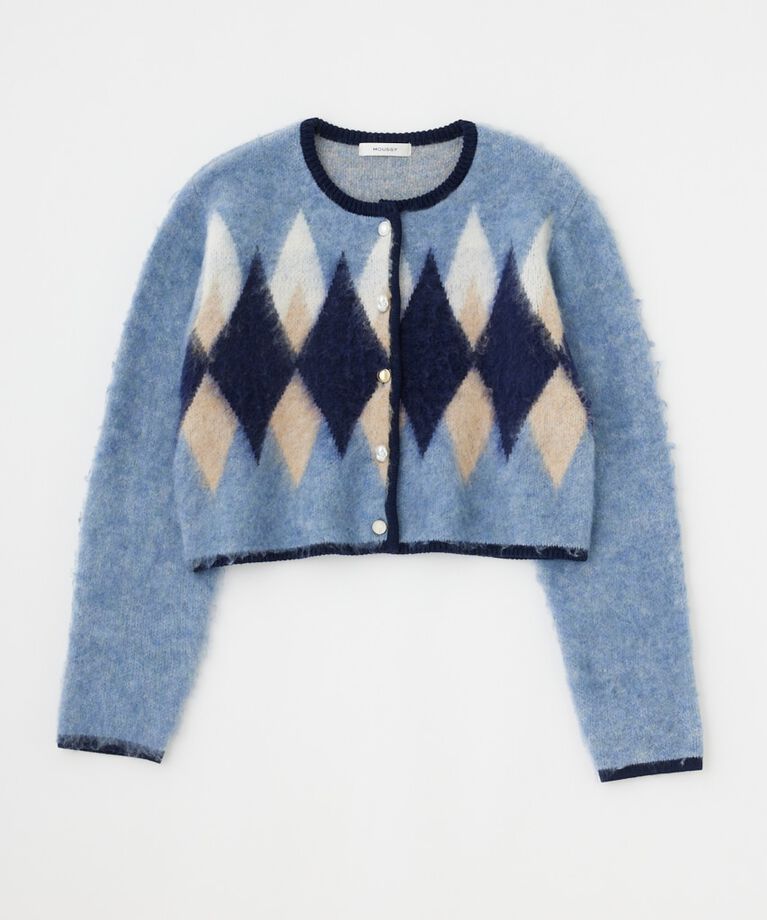 MOUSSY「ARGYLE SHAGGY カーディガン」|カーディガン|