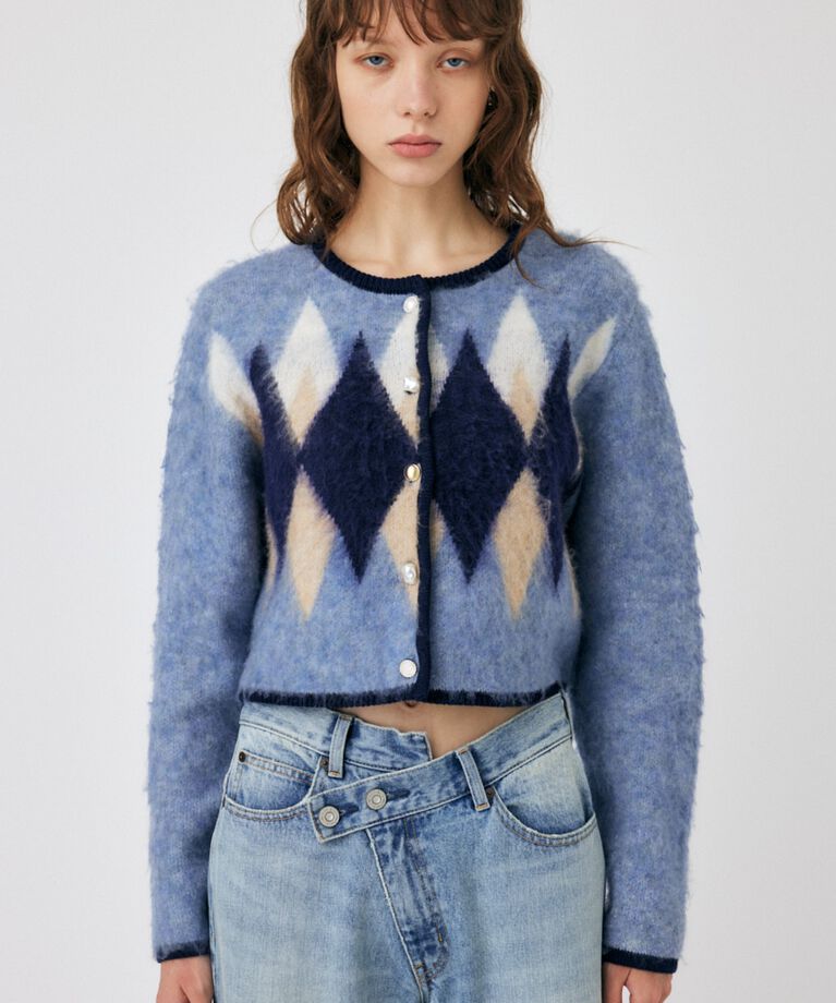 MOUSSY「ARGYLE SHAGGY カーディガン」|カーディガン|