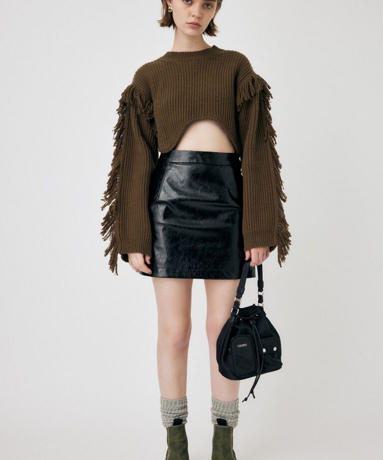 MOUSSY「F/LEATHER ミニスカート」|スカート|BLK