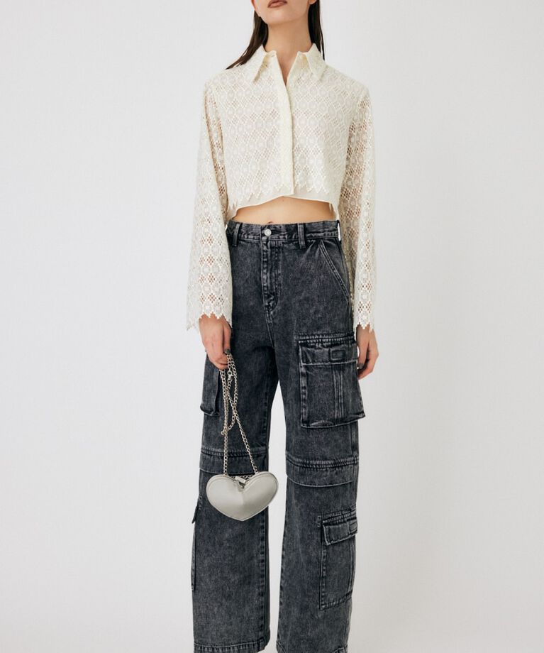 MOUSSY「GEOMETRIC LACE CROP シャツ」|シャツ・ブラウス|