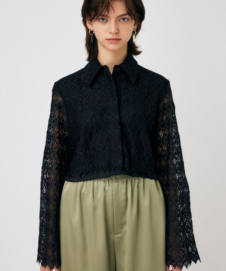 MOUSSY「GEOMETRIC LACE CROP シャツ」|シャツ・ブラウス|