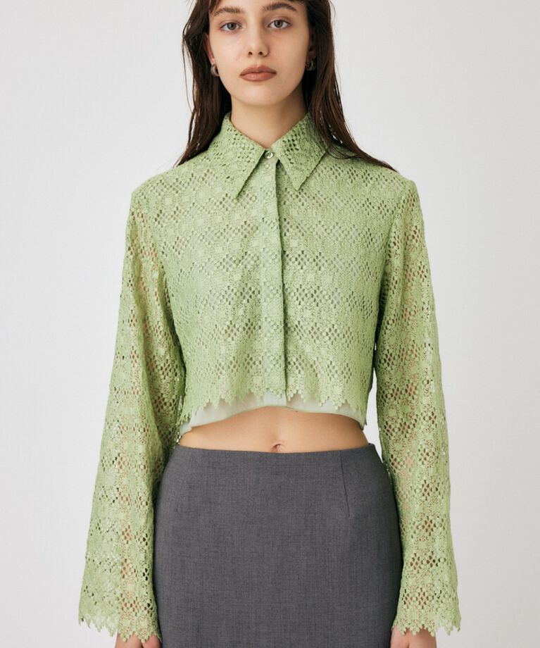 MOUSSY「GEOMETRIC LACE CROP シャツ」|シャツ・ブラウス|L/KHA1