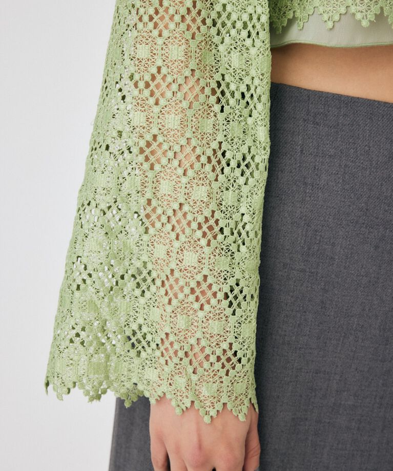 MOUSSY「GEOMETRIC LACE CROP シャツ」|シャツ・ブラウス|