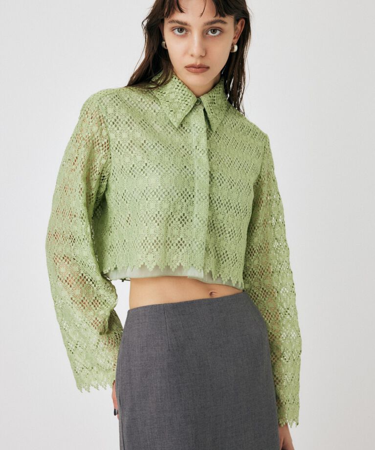 MOUSSY「GEOMETRIC LACE CROP シャツ」|シャツ・ブラウス|