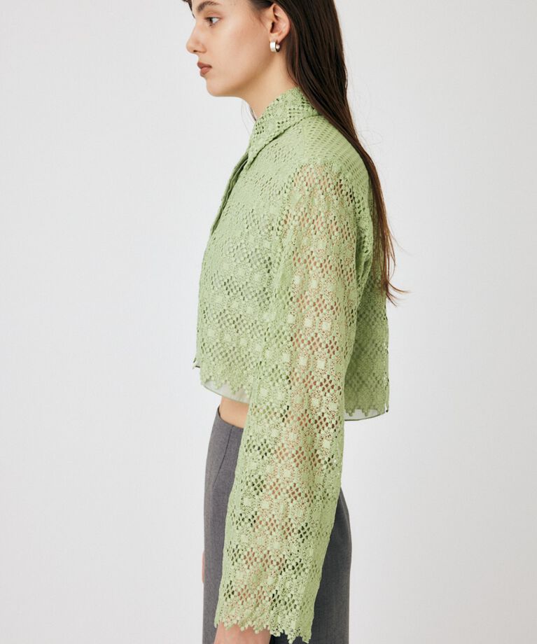 MOUSSY「GEOMETRIC LACE CROP シャツ」|シャツ・ブラウス|
